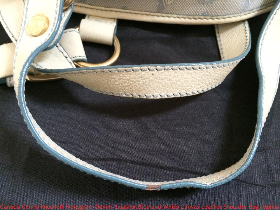 Canada Céline Knockoff Monogram Denim/Leather Blue and White Canvas Leather Shoulder Bag replica ...