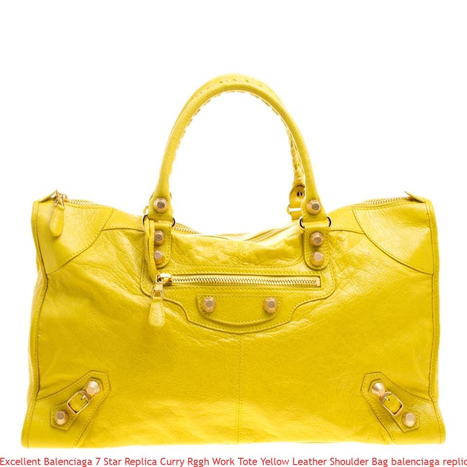 Excellent Balenciaga 7 Star Replica Curry Rggh Work Tote Yellow Leather ...
