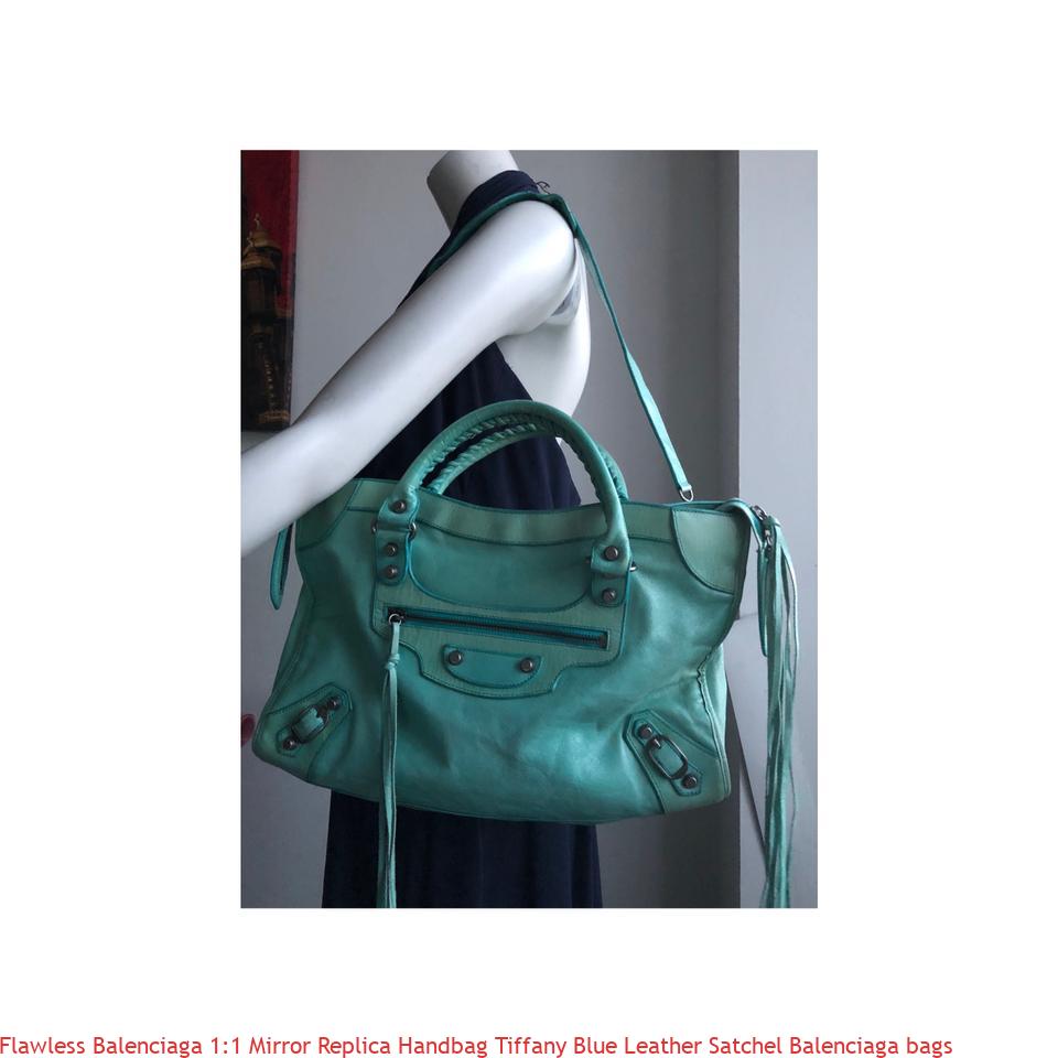 Flawless Balenciaga 1:1 Mirror Replica Handbag Tiffany Blue Leather